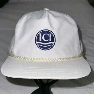 Vintage ICI White Rope Hat Cap Snap Back Trucker Hat Sportcap